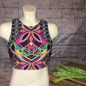 Multi-Color High Neck Bikini Top